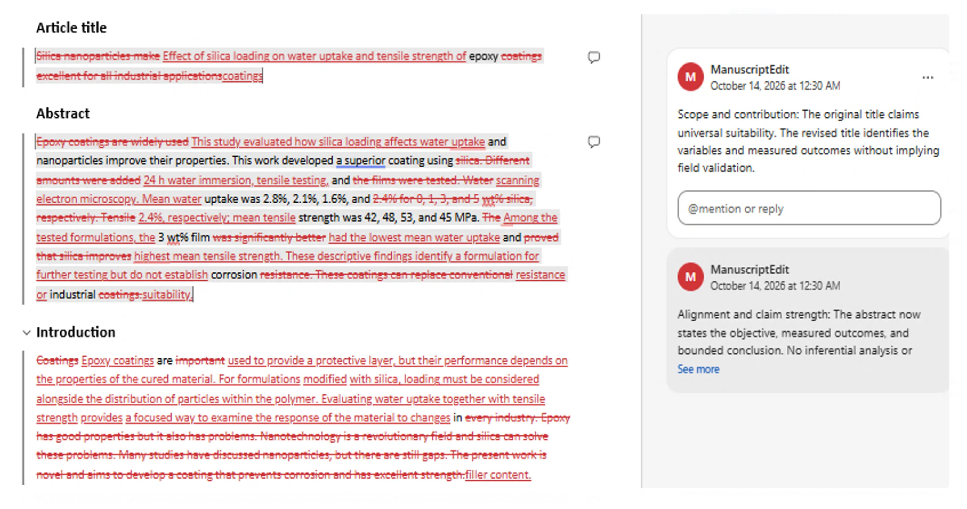 Developmental editing feedback sample