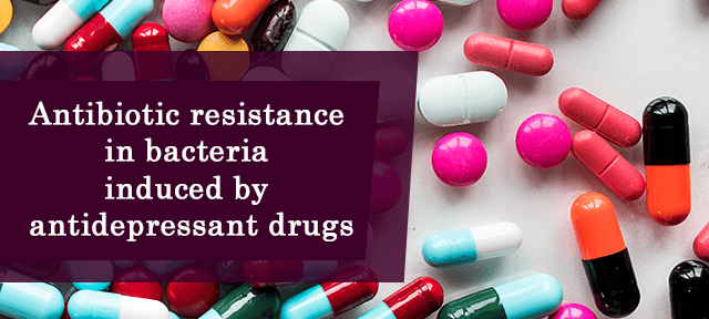 Antibiotic resistance in bacteria induced by antidepressant drugs